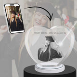 3D Crystal Large Heart Photo - Engraving & Light Base Options