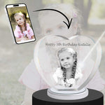 3D Crystal Large Heart Photo - Engraving & Light Base Options