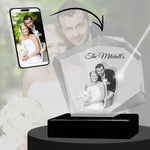 3D Crystal Large Mountain Photo - Engraving & Light Base Options