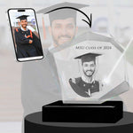 3D Crystal Large Mountain Photo - Engraving & Light Base Options