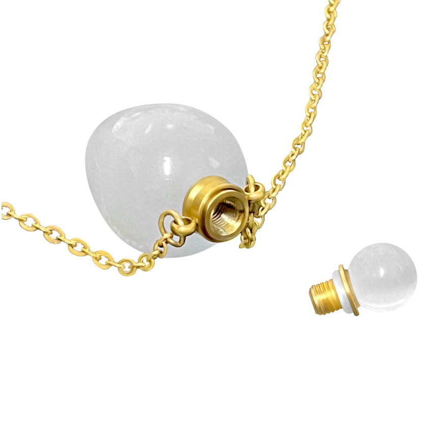 White Cat's Eye Teardrop Gold Ash Jewelry Urn - Love Charms® Option