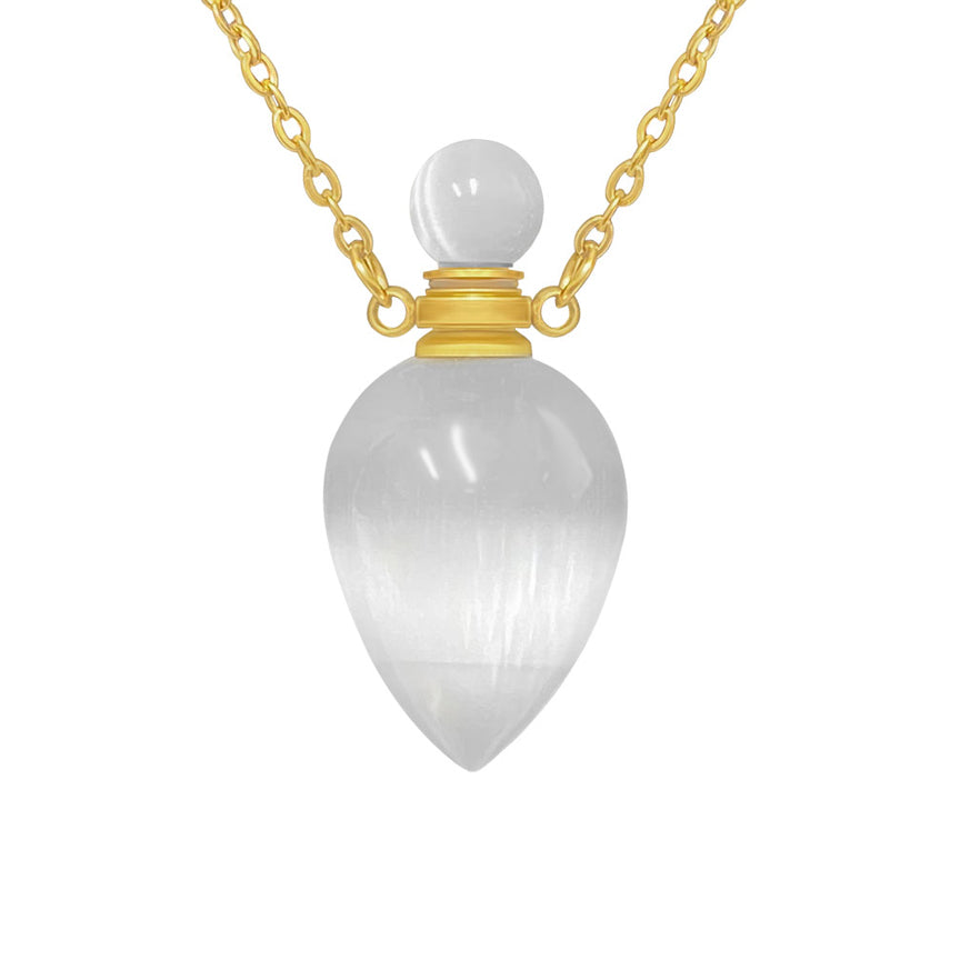 White Cat's Eye Teardrop Gold Ash Jewelry Urn - Love Charms® Option