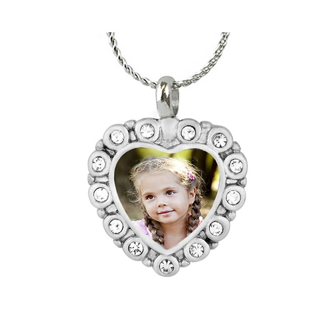 Color Photo Crystal Heart Urn Pendant - Love Charms Option