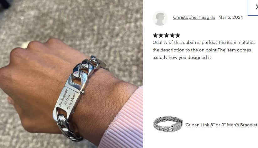 Cuban Link Men's Bracelet Cremation Urn - 7 1/2" 8" or 9" 