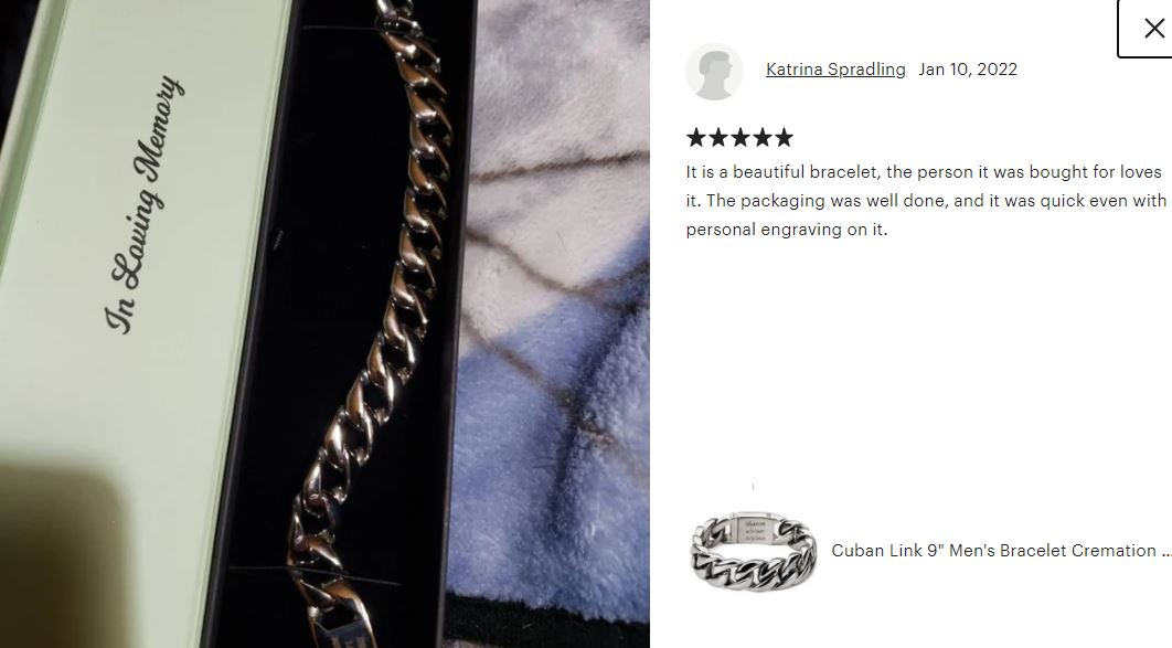 Cuban Link Men's Bracelet Cremation Urn - 7 1/2" 8" or 9" 