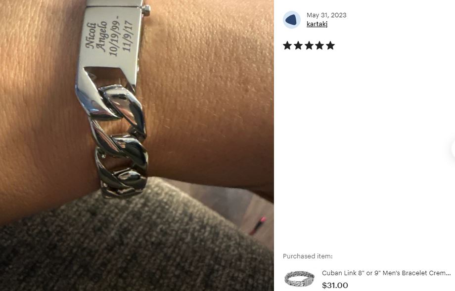 Cuban Link Men's Bracelet Cremation Urn - 7 1/2" 8" or 9" 
