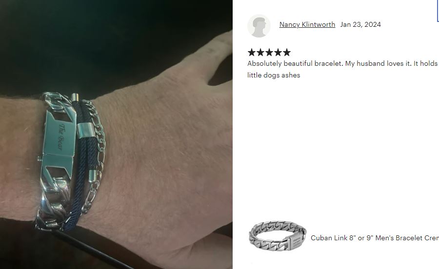 Cuban Link Men's Bracelet Cremation Urn - 7 1/2" 8" or 9" 
