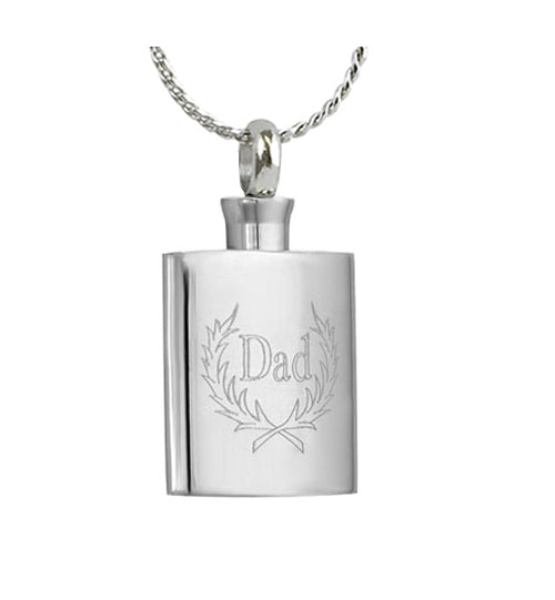 Dad Flask Ashes Necklace Urn - Love Charms Option