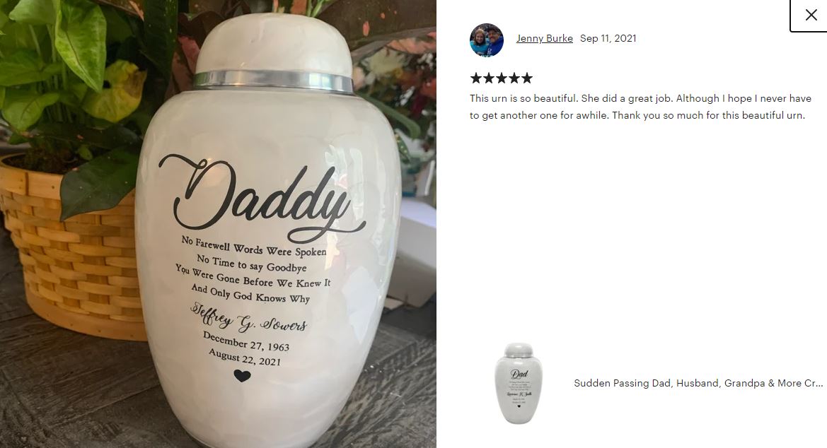 Sudden Passing Dad, Husband, Grandpa & More Cremation Urn - Pro Laser Engraving