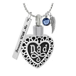 Dad Heart Cremation Jewelry Urn - Love Charms Option