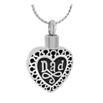 Dad Heart Cremation Jewelry Urn - Love Charms Option