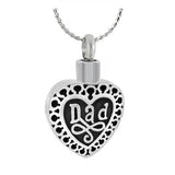 Dad Heart Cremation Jewelry Urn - Love Charms Option