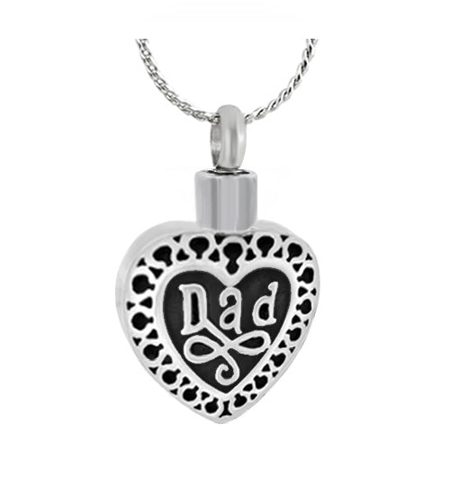 Dad Heart Cremation Jewelry Urn - Love Charms Option