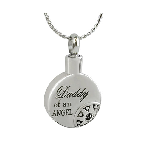 Daddy Of An Angel Wheel Necklace Urn - Love Charms Option