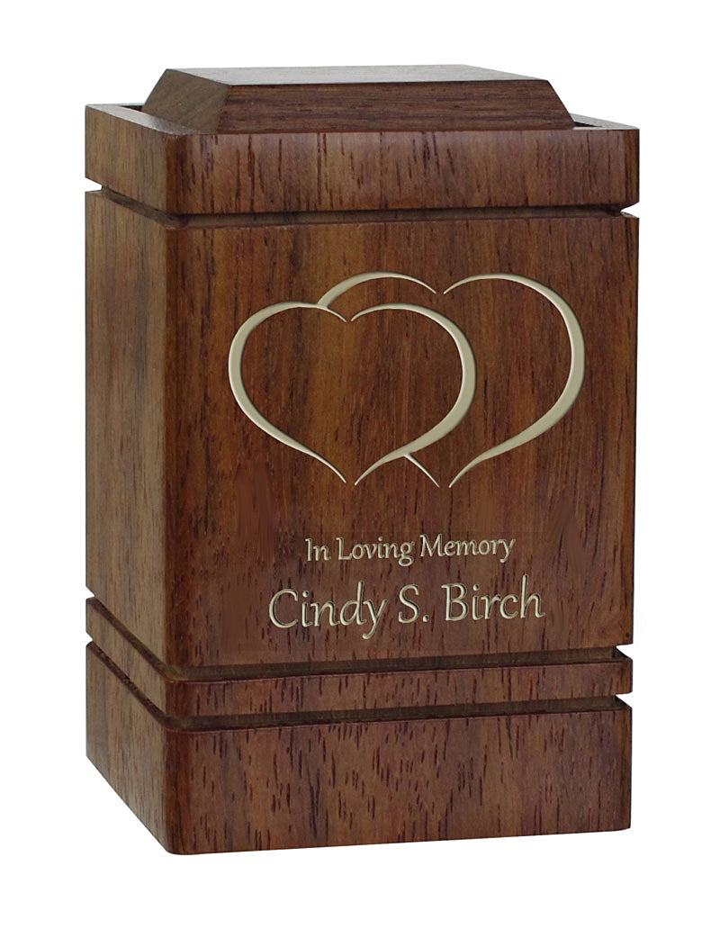 Rustic Double Hearts Mini Urn