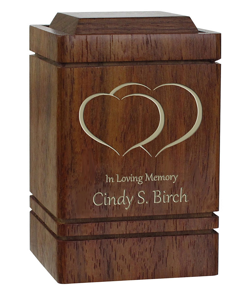 Rustic Double Hearts Mini Urn