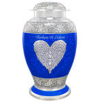 Skip to the end of the images gallery
Skip to the beginning of the images gallery
Blue Heart Angel Wings Cashmere Adult Urn - Pro Diamond Engraving