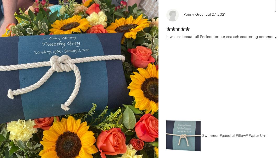 Oceanic Peaceful Pillow® Water Burial Cremation Urn - Biodegradable Water Burial At Sea Urn