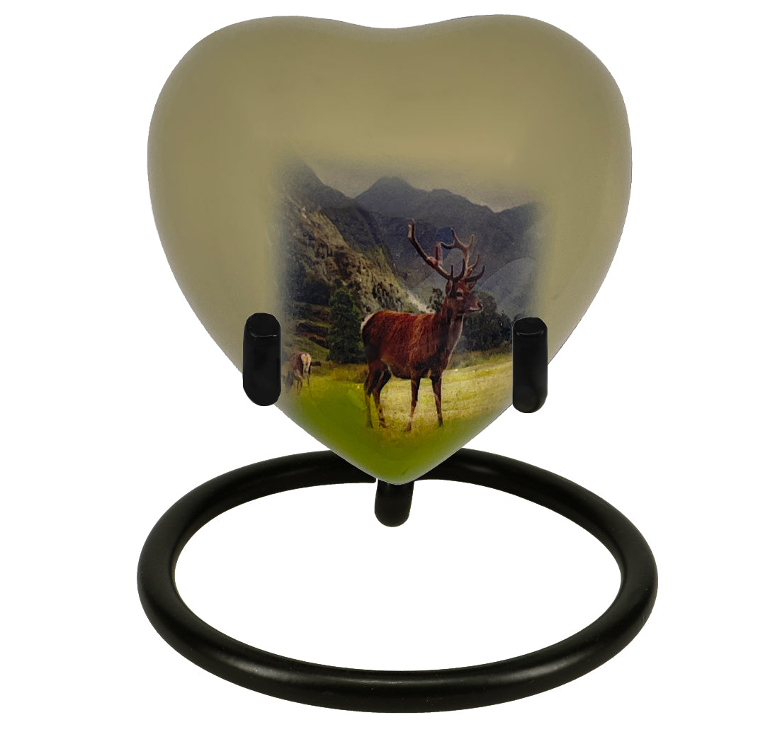 Mountainside Deer Heart Keepsake Urn - Stand Option