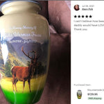 Mountainside Deer Cremation Urn - Tribute Wreath™ - Pro Sand Carved Engraving