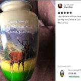 Mountainside Deer Cremation Urn - Tribute Wreath™ - Pro Sand Carved Engraving