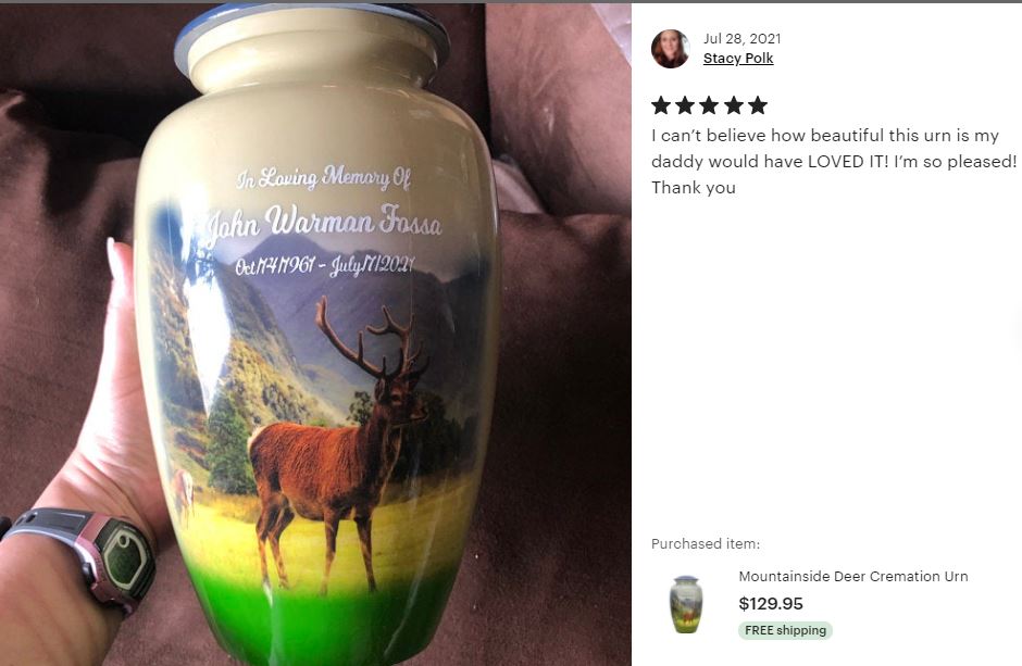 Mountainside Deer Cremation Urn - Tribute Wreath™ - Pro Sand Carved Engraving