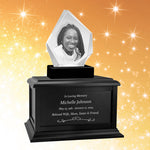 Diamond 3D Crystal Black, Brown or White Keep The Memory® Wood Urn Set - 3D Crystal Photo Engraved Wood Urn