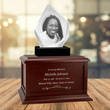 Diamond 3D Crystal Black, Brown or White Keep The Memory® Wood Urn Set - 3D Crystal Photo Engraved Wood Urn