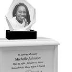 Diamond 3D Crystal Black, Brown or White Keep The Memory® Wood Urn Set - 3D Crystal Photo Engraved Wood Urn
