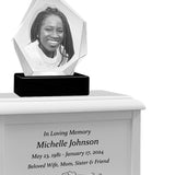 Diamond 3D Crystal Black, Brown or White Keep The Memory® Wood Urn Set - 3D Crystal Photo Engraved Wood Urn