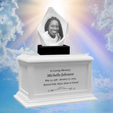 Diamond 3D Crystal Black, Brown or White Keep The Memory® Wood Urn Set - 3D Crystal Photo Engraved Wood Urn