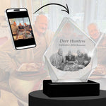 3D Crystal Large Diamond Photo - Engraving & Light Base Options