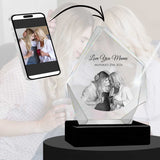 3D Crystal Large Diamond Photo - Engraving & Light Base Options