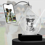 3D Crystal Large Diamond Photo - Engraving & Light Base Options