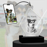 3D Crystal Large Diamond Photo - Engraving & Light Base Options