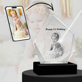 3D Crystal Large Diamond Photo - Engraving & Light Base Options