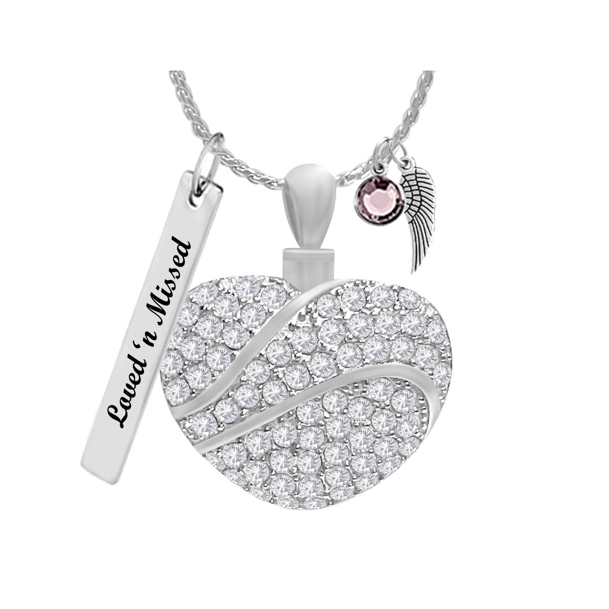 Crystal Swirl Heart Cremation Jewelry Urn - Love Charms™ Option