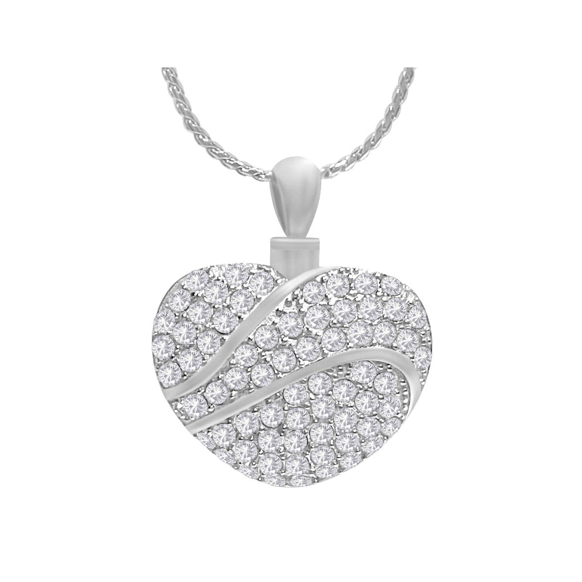 Crystal Swirl Heart Cremation Jewelry Urn - Love Charms™ Option