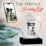 3D Crystal Large Diamond Photo - Engraving & Light Base Options