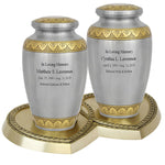 Dignity Pewter And Gold Companion Urns Heart Base Urns for Mom And Dad