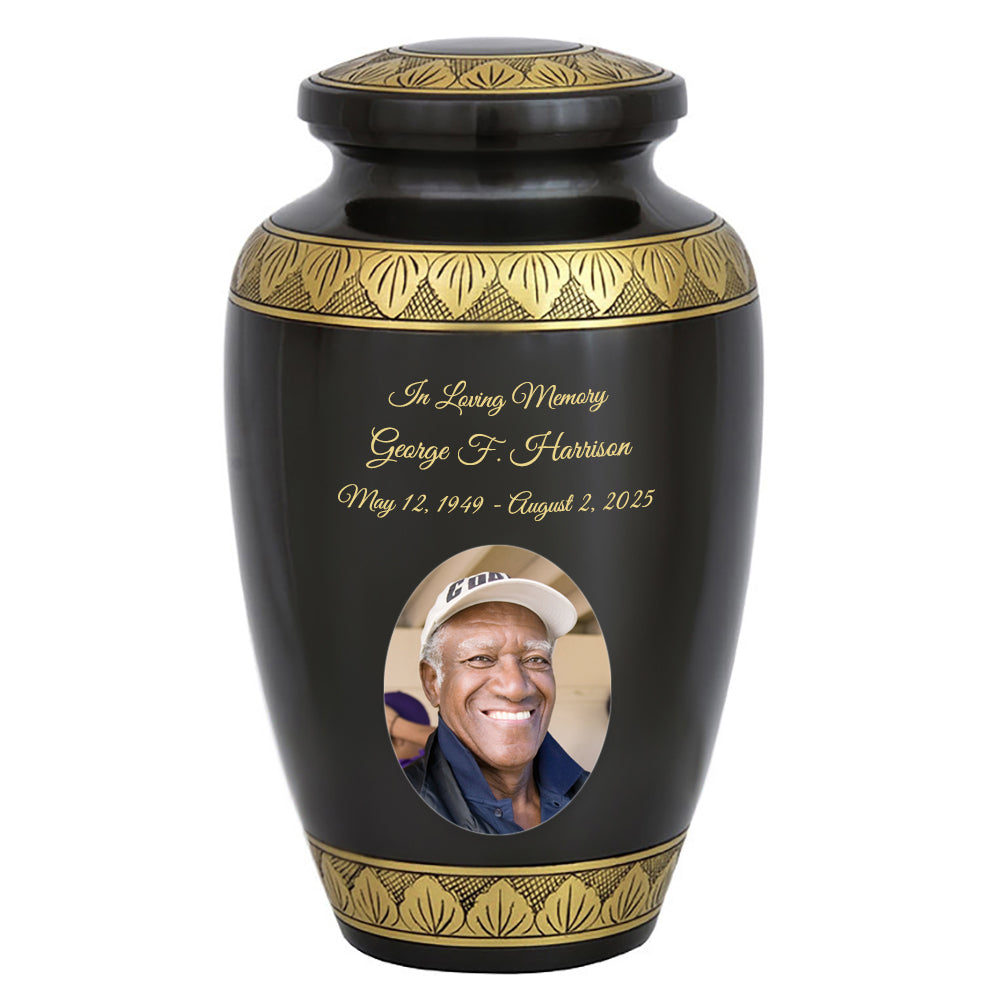 Dignity Gunmetal Photo Companion Urns Heart Base Urns for Mom And Dad Free Engraving