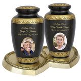 Dignity Gunmetal Photo Companion Urns Heart Base Urns for Mom And Dad Free Engraving