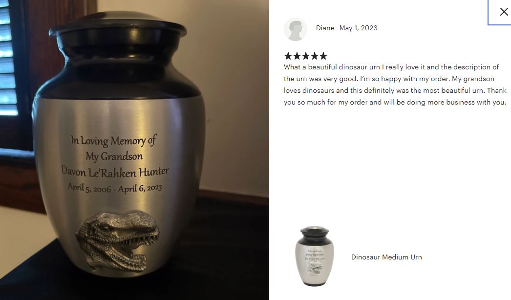 Dinosaur Child Cremation Urn
