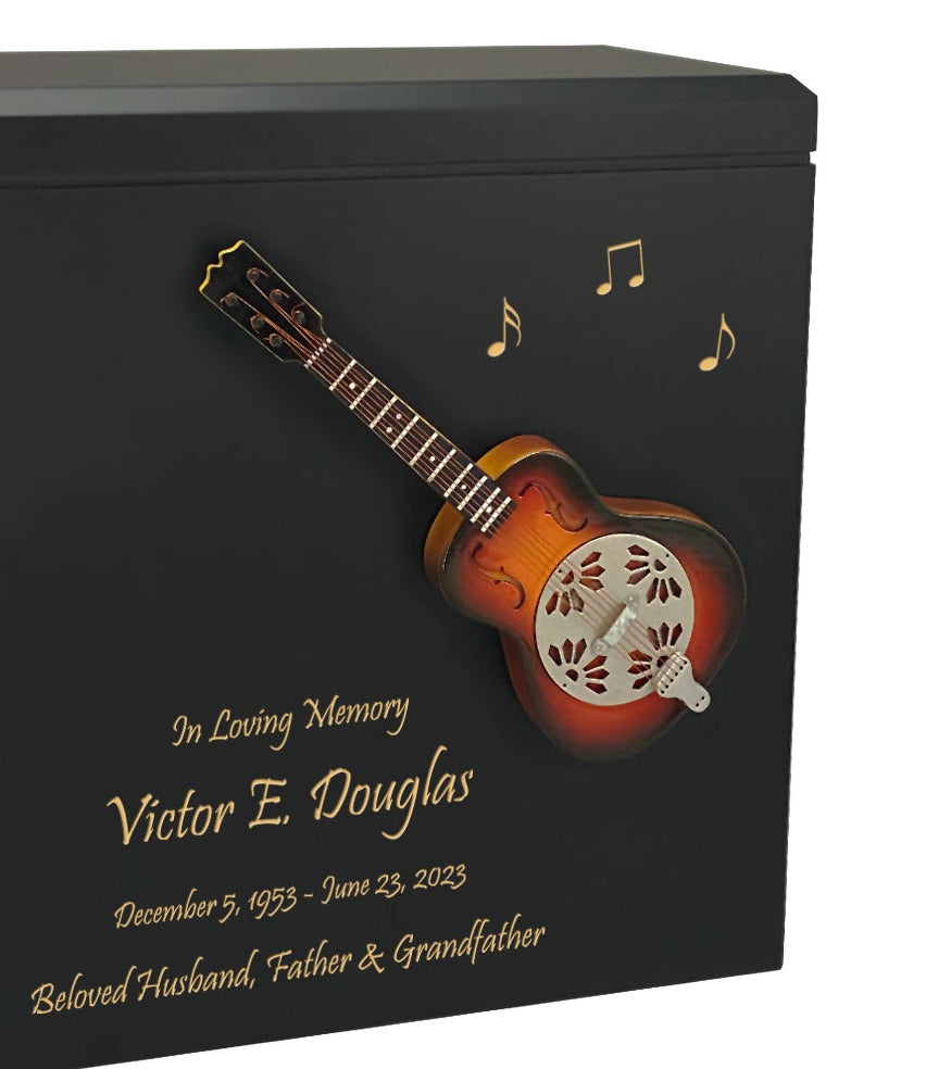 Dobro Hound Dog Resonator Guitar Adult Cremation Urn - Miniature Guitar - Photo Option