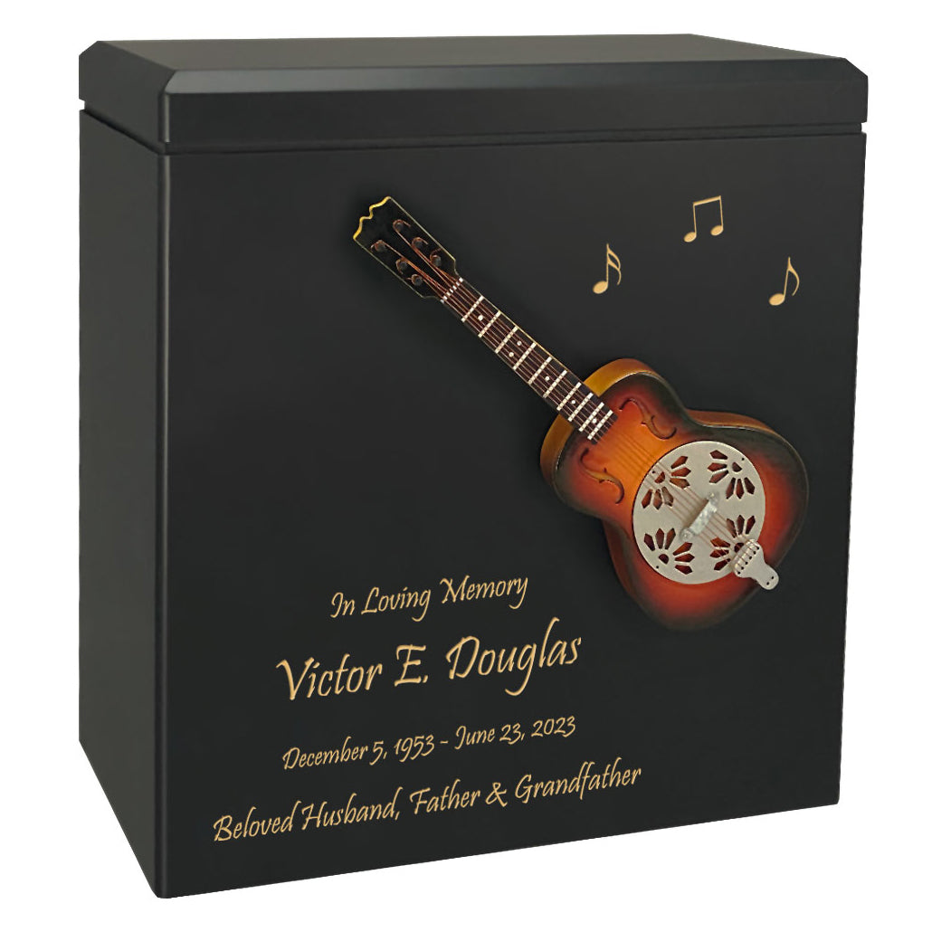 Dobro Hound Dog Resonator Guitar Adult Cremation Urn - Miniature Guitar - Photo Option