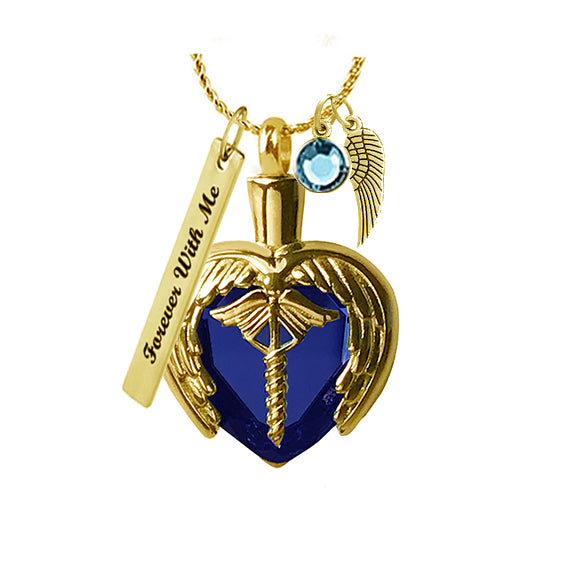 Caduceus Medical Gold Jewelry Urn - Love Charms™ Option 