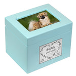 Small Pet Blue Photo Chest Urn - Free Plate