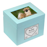 Small Pet Blue Photo Chest Urn - Free Plate