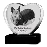 Dog Memorial Urn & Crystal Heart Set - Pet Heart Crystal Urn