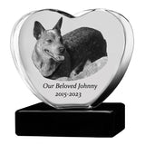 Dog Memorial Urn & Crystal Heart Set - Pet Heart Crystal Urn